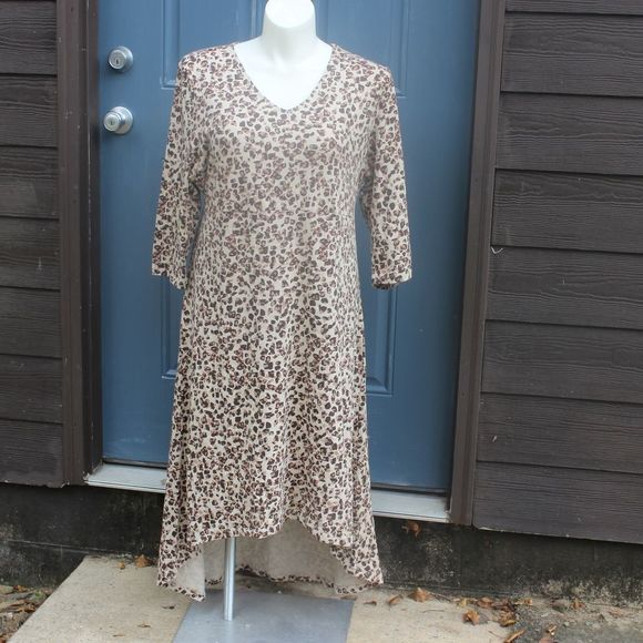 Denim & Co. XL Animal Print Hi-Low Hem Knit Dress - Picture 1 of 8